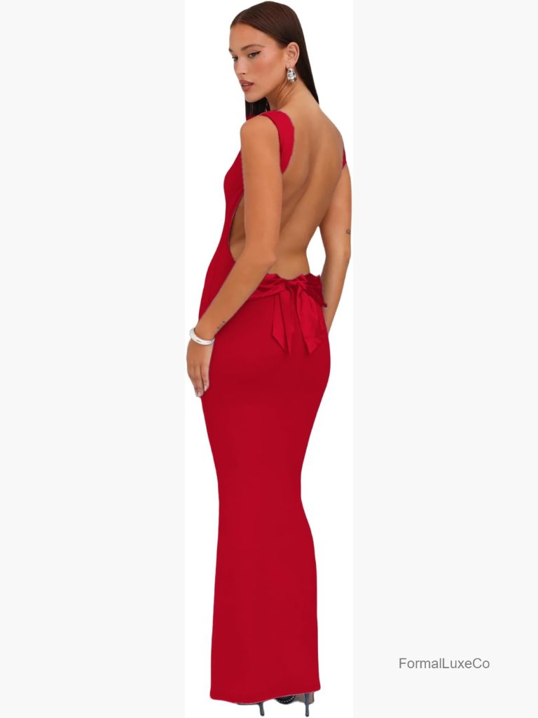 Elegant Satin Cowl Neck Backless Maxi Dress Mermaid Formal Gown